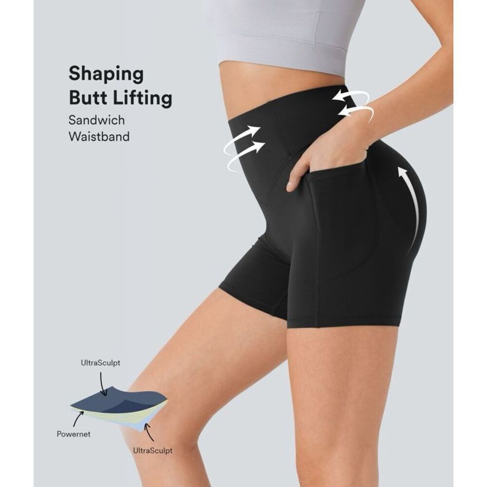Halara HighWaisted Scrunch Butt Lifting Tummy Control Shaping Biker Shorts 3'' S